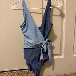 Summersalt Two-Tone Blue Wrap Swimsuit 6 LT